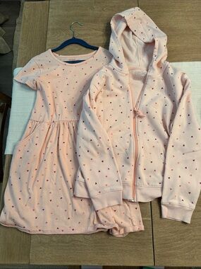 Cat & Jack Light Pink Heart Print Hoodie and Dress Set